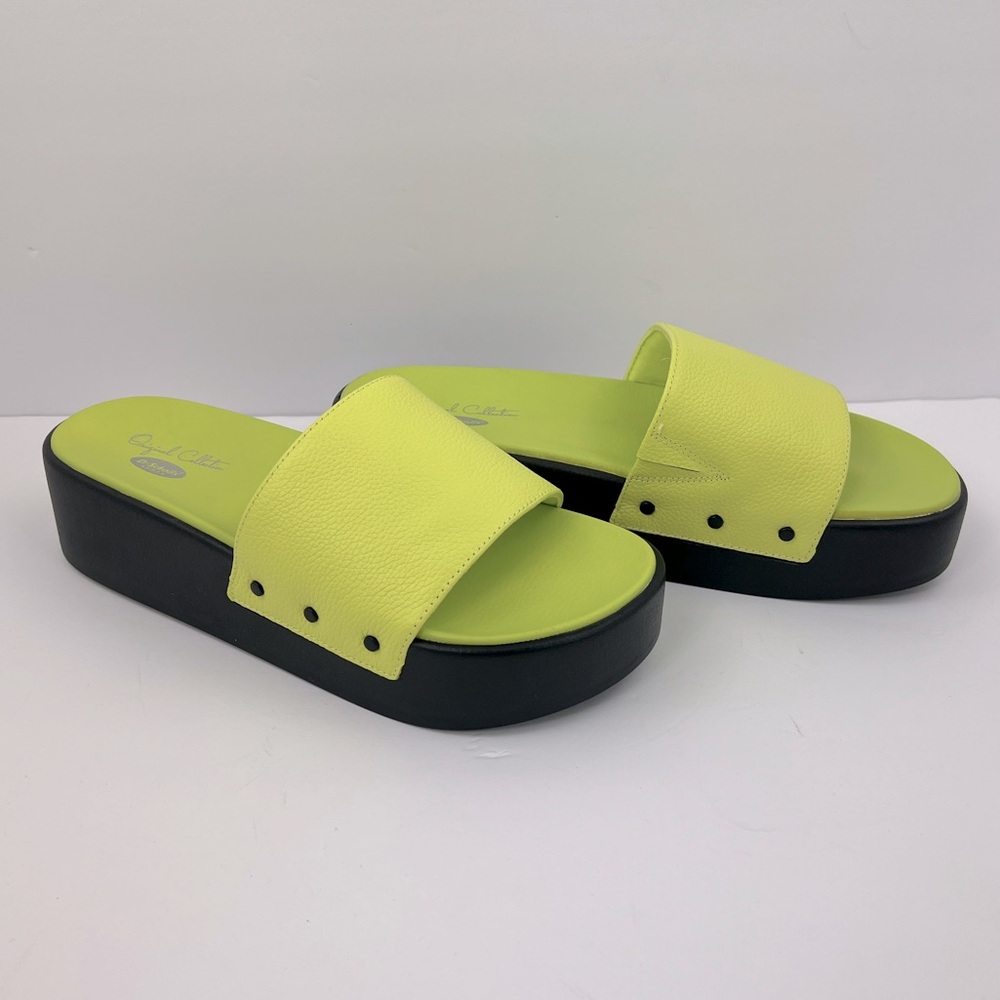 Dr. SCHOLL’S ORIGINAL COLLECTION, PISCES MAX SLIDES, LIME GREEN UPPER LEATHR, 9M - Picture 5 of 17